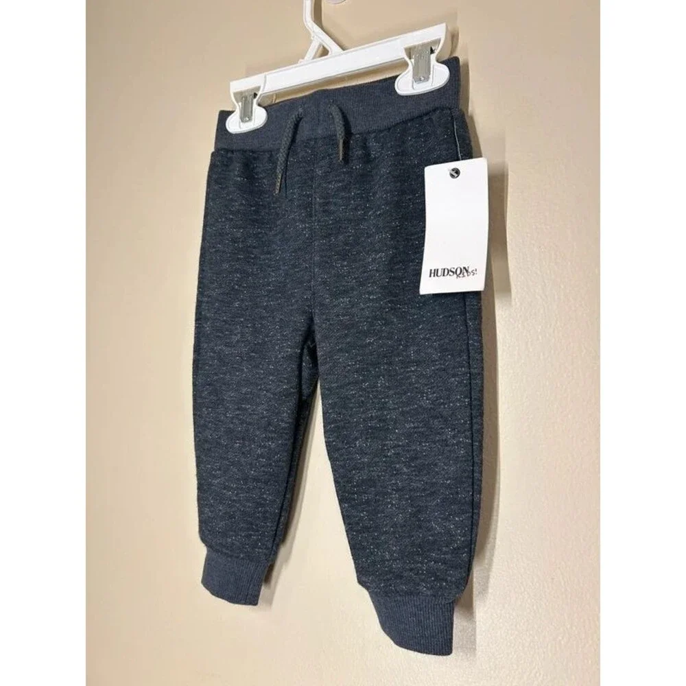 New Hudson Kids 12M Baby Boy Dark Heathered Grey Jogger Sweatpants Cozy Fall